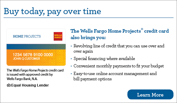A screen shot of the wells fargo home projects website.
